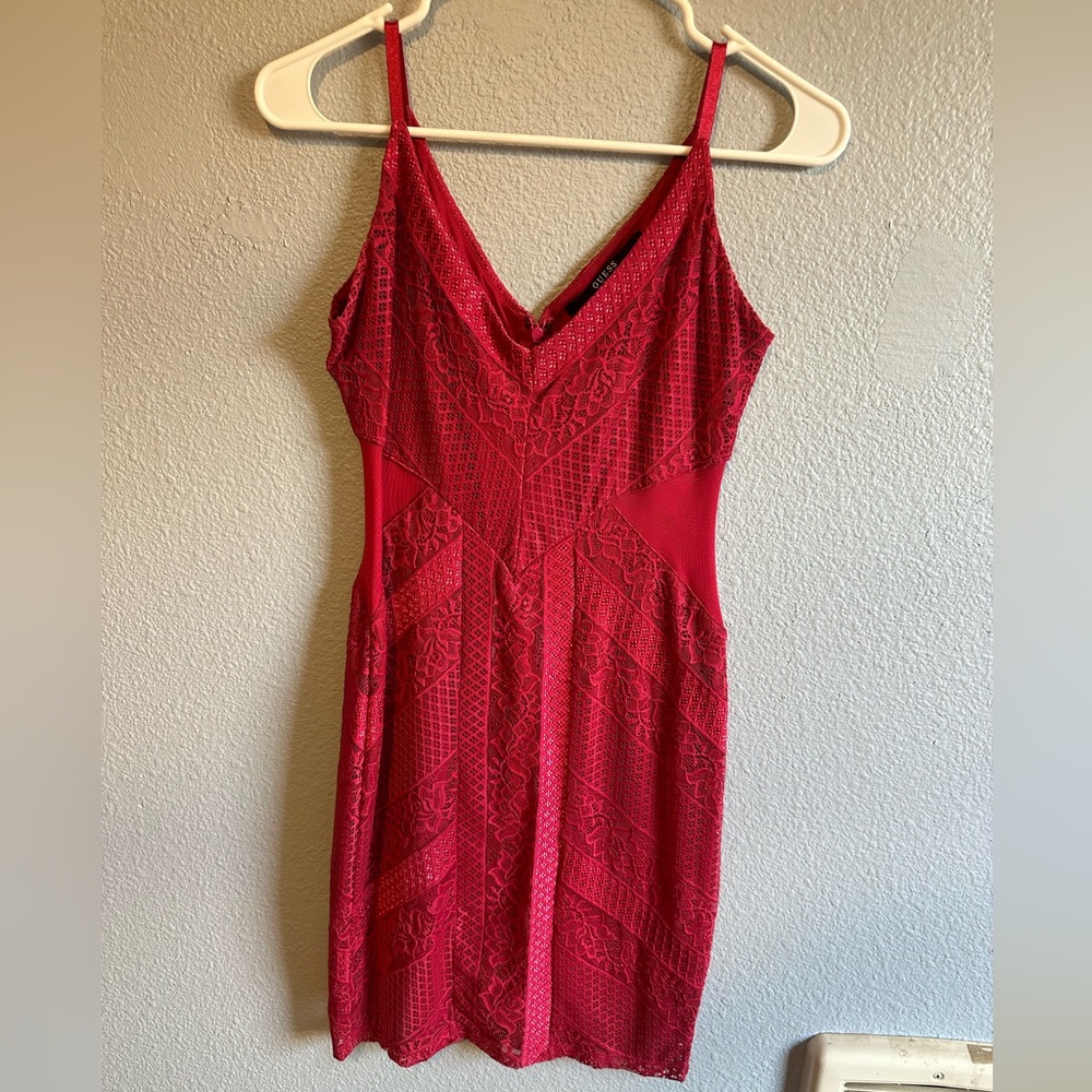 Guess Brand Red Lace Dress. Size Small